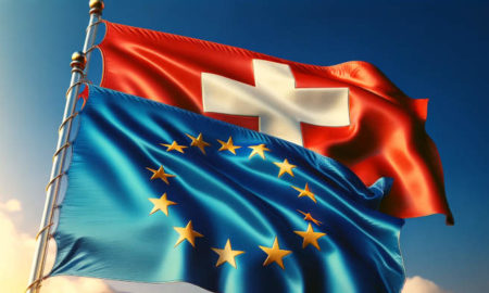 Bandiere dell'Unione europea e della Svizzera