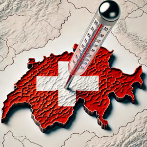 Mappa svizzera con termometro infilzato nel centro