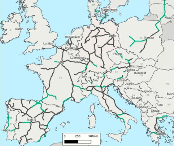 Cartina Rete Alta Velocità EU